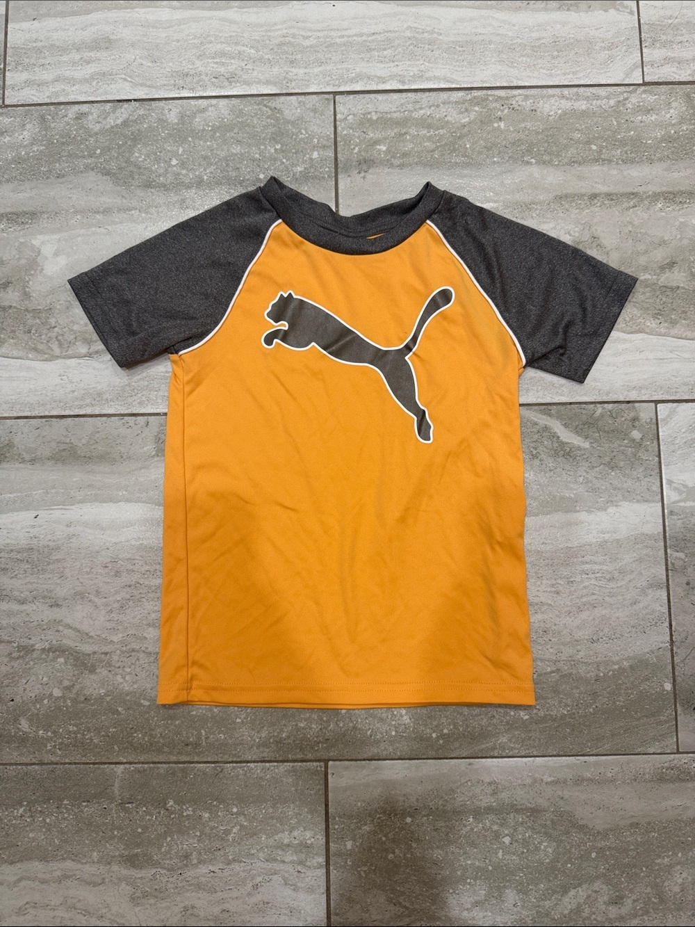 Puma Orange and Charcoal Short Sleeve Logo Tee